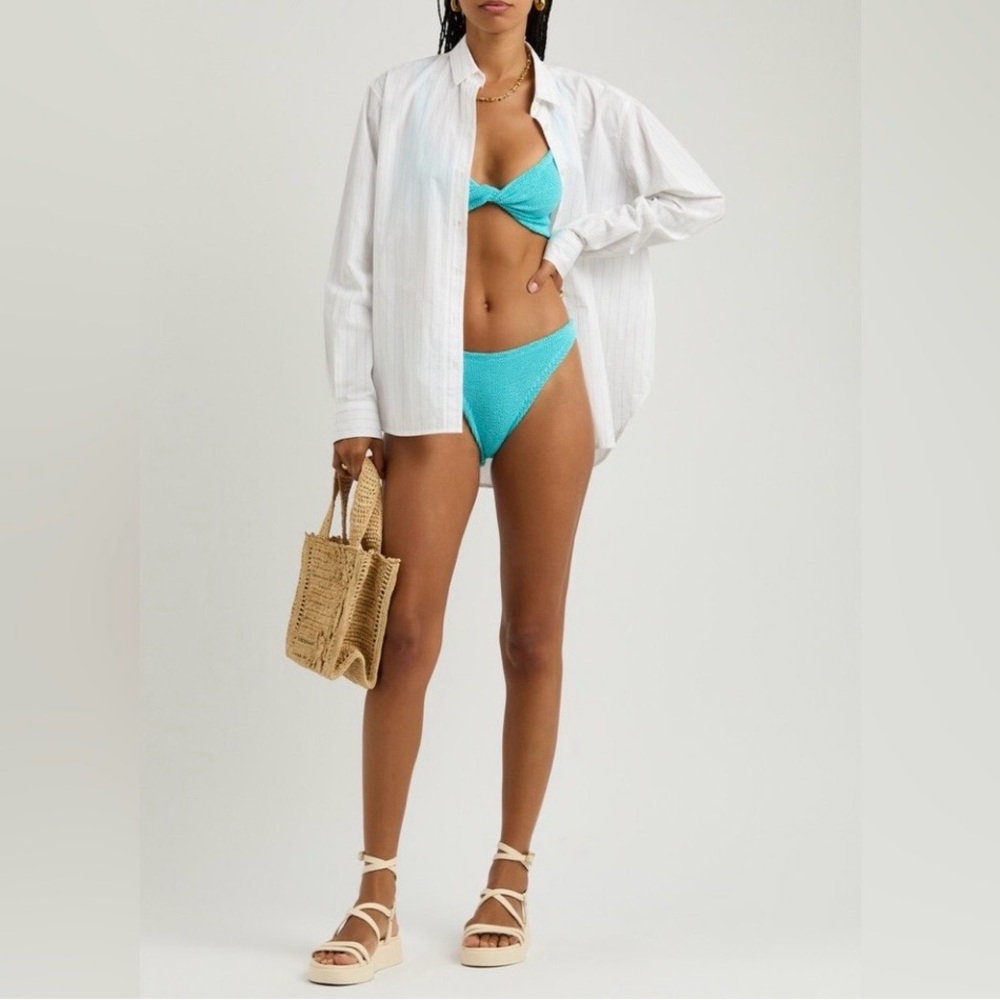 NWT Hunza G Juno Seersucker Bikini Aqua One Size - Picture 3 of 7